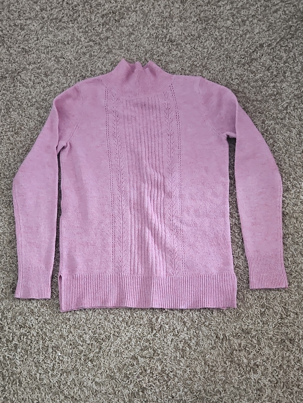 Old Navy Pink Mock Neck Cable-Front Sweater